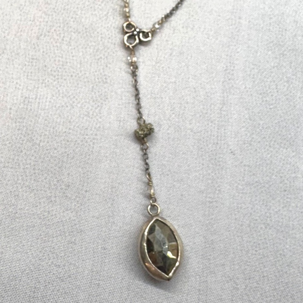 Chan Luu Lariat Necklace Womens OS Silver Excellent Pyrite Gemstone 925 Sterling - Picture 3 of 9